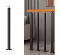 Square Metal Stair Baluster Posts with Adjustable Angle Brackets for All-Weather Vertical Railing Installation