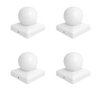 Square Metal White Fence Gate Post Cap With Ball Flange 100mm x 100mm 4"