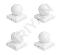 Square Metal White Fence Gate Post Cap With Ball Flange 100mm x 100mm 4"