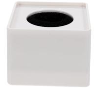 Square Microphone Logo Flag Station in White Abs for Interviews | Large Logo Display Area, Sturdy Hard Plastic Body, Simple Practical Cubic Shape