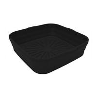 Square Microwavable Air Fryer Silicone Pot Baking Basket Oven Non Stick Reusable Liners - Black
