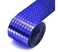 Square Mirror Tiles Sticker， Self Adhesive Mosaic Tiles 4cm Width 5x5mm 10x10mm Grid Multicolor Multiple Sizes(Blu,4CMX3M (3PCSX1M)-5X5MM)