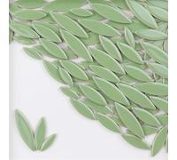 Square Mirror Tiles Sticker， Self Adhesive Mosaic Tiles Ceramic Petal Leaf DIY Multicolor 4mm Thickness 85g(Light Green)