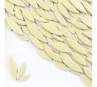 Square Mirror Tiles Sticker， Self Adhesive Mosaic Tiles Ceramic Petal Leaf DIY Multicolor 4mm Thickness 85g(Light Yellow)
