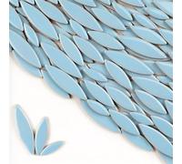 Square Mirror Tiles Sticker， Self Adhesive Mosaic Tiles Ceramic Petal Leaf DIY Multicolor 4mm Thickness 85g(Light Blue)