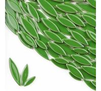 Square Mirror Tiles Sticker， Self Adhesive Mosaic Tiles Ceramic Petal Leaf DIY Multicolor 4mm Thickness 85g(Grün)