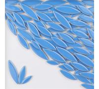 Square Mirror Tiles Sticker， Self Adhesive Mosaic Tiles Ceramic Petal Leaf DIY Multicolor 4mm Thickness 85g(Sky Blue)