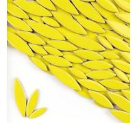 Square Mirror Tiles Sticker， Self Adhesive Mosaic Tiles Ceramic Petal Leaf DIY Multicolor 4mm Thickness 85g(Lemon Yellow)