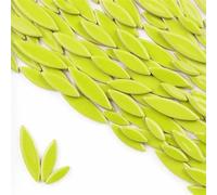 Square Mirror Tiles Sticker， Self Adhesive Mosaic Tiles Ceramic Petal Leaf DIY Multicolor 4mm Thickness 85g(Bright Green)