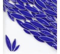 Square Mirror Tiles Sticker， Self Adhesive Mosaic Tiles Ceramic Petal Leaf DIY Multicolor 4mm Thickness 85g(Blue1)