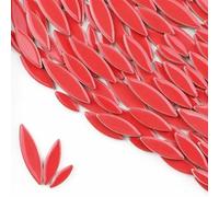 Square Mirror Tiles Sticker， Self Adhesive Mosaic Tiles Ceramic Petal Leaf DIY Multicolor 4mm Thickness 85g(Red)