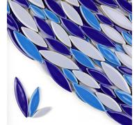 Square Mirror Tiles Sticker， Self Adhesive Mosaic Tiles Ceramic Petal Leaf DIY Multicolor 4mm Thickness 85g(Blue Mix 2)