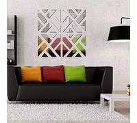 Square Mirror Wall Stickers Decoration, 4 Pcs DIY Removable Acrylic Wall Stickers Art Wall Decals, for Home Living Room Bedroom Sofa TV Office Restaurant Aisle Wall Decoration Murals (4)