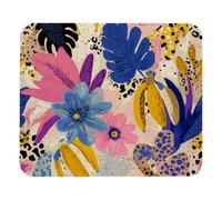 Square Mouse Pad, Abstract Tropical Exotic Flowers Summer Pattern Washable Mouse Mats with Anti-Slip Rubber Base, Computer Mouse Pads for Wireless Mouse, Easy Gliding