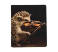 Square Mouse Pad Animal Hedgehog Music Violin Mouse Mat with Non-Slip Rubber Base Custom Computer Mouse Pads for Wireless Mouses Laptop Office Desk Accessories Gaming Mousepad 7 x 8.6 in