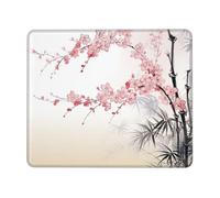 Square Mouse Pad Bamboo and Cherry Blossoms Tree Zen Mouse Mat with Rubber Base Computer Mouse Pads for Wireless Mouse Non-Slip Mousepad for Laptop Office Desk Accessories Gaming Mousepad 7 x 8.6 in