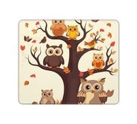 Square Mouse Pad Cartoon Family Owls On The Brown Tree Mouse Mat with Non-Slip Rubber Base 10" x 12" Custom Computer Mouse Pads for Wireless Mouses Laptop Office Desk Accessories Gaming Mousepad