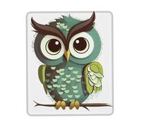 Square Mouse Pad Cartoon Green Cute Owl Mouse Mat with Non-Slip Rubber Base Custom Computer Mouse Pads for Wireless Mouses Laptop Office Desk Accessories Gaming Mousepad 8.3 x 10.3 in