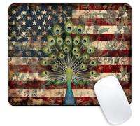 Square Mouse Pad Colorful Peacock and National Flag-1,Gaming Mouse Pads for Desk,Soft Computer Waterproof Non-Slip Mouse Mat