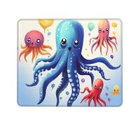 Square Mouse Pad Colorful Squid Octopus Mouse Mat with Rubber Base Computer Mouse Pads for Wireless Mouse Non-Slip Mousepad for Laptop Office Desk Accessories Gaming Mousepad 10 x 12 inch