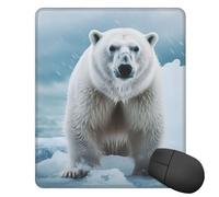 Square Mouse Pad Cool Animal White Polar Bear Mouse Mat with Rubber Base 10 x 12 inch Computer Mouse Pads for Wireless Mouse Non-Slip Mousepad for Laptop Office Desk Accessories Gaming Mousepad