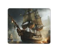 Square Mouse Pad Cool Pirate Ship Mouse Mat with Non-Slip Rubber Base 10" x 12" Custom Computer Mouse Pads for Wireless Mouses Laptop Office Desk Accessories Gaming Mousepad