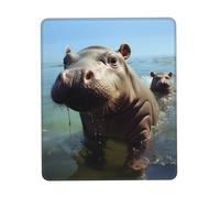 Square Mouse Pad Cute Baby Hippos Mouse Mat with Non-Slip Rubber Base Custom Computer Mouse Pads for Wireless Mouses Laptop Office Desk Accessories Gaming Mousepad 8.3 x 10.3 in