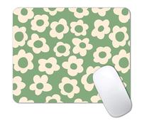 Square Mouse Pad Cute, Vintage Green Flowers Mouse Pad, Non-Slip Rubber Base Mousepad Small, Modern Art Design Mouse Pad, Decor Design Computer Mice Pad For Women Home Office, 7.9X9.4 Inch