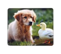 Square Mouse Pad Dog and a Duck Mouse Mat with Rubber Base Computer Mouse Pads for Wireless Mouse Non-Slip Mousepad for Laptop Office Desk Accessories Gaming Mousepad 7 x 8.6 in
