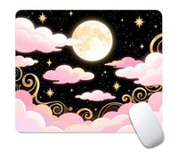 Square Mouse Pad Dream Night Sky Moon, Personalized Premium-Textured Custom Mouse Mat Design, Washable Mousepad Cloth, Non-Slip Rubber Base Computer Mouse Pads for Wireless Mouse