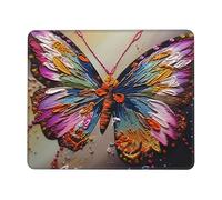 Square Mouse Pad Embroidery Colorful Butterfly Mouse Mat with Rubber Base Computer Mouse Pads for Wireless Mouse Non-Slip Mousepad for Laptop Office Desk Accessories Gaming Mousepad 7.9 x 9.5 in
