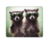 Square Mouse Pad Funny Raccoon Green Sunglasses Mouse Mat with Rubber Base Computer Mouse Pads for Wireless Mouse Non-Slip Mousepad for Laptop Office Desk Accessories Gaming Mousepad 7.9 x 9.5 in