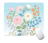 Square Mouse Pad Hand-Painted Flowers, Personalized Premium-Textured Custom Mouse Mat Design, Washable Mousepad Cloth, Non-Slip Rubber Base Computer Mouse Pads for Wireless Mouse