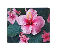 Square Mouse Pad Hawaii Pink Flower Mouse Mat with Rubber Base Computer Mouse Pads for Wireless Mouse Non-Slip Mousepad for Laptop Office Desk Accessories Gaming Mousepad 7.9 x 9.5 in