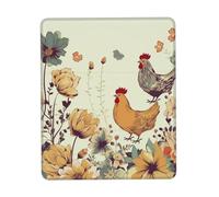 Square Mouse Pad Hen Flying Butterflies Among Flowers Mouse Mat with Non-Slip Rubber Base Custom Computer Mouse Pads for Wireless Mouses Laptop Office Desk Accessories Gaming Mousepad 10 x 12 inch