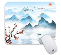 Square Mouse Pad Ink Painting Landscape, Premium-Textured Mouse Mat Design, Washable Mousepad Cloth, Non-Slip Rubber Base Computer Mouse Pads for Wireless Mouse