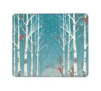 Square Mouse Pad Merry Christmas Birch Tree Mouse Mat with Rubber Base Computer Mouse Pads for Wireless Mouse Non-Slip Mousepad for Laptop Office Desk Accessories Gaming Mousepad 7.9 x 9.5 in