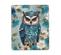 Square Mouse Pad Owl Spring Flowers Turquoise Mouse Mat with Non-Slip Rubber Base Custom Computer Mouse Pads for Wireless Mouses Laptop Office Desk Accessories Gaming Mousepad 8.3 x 10.3 in