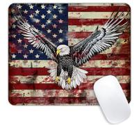 Square Mouse Pad Patriotic Bald Eagle with American Flag-4,Gaming Mouse Pads for Desk,Soft Computer Waterproof Non-Slip Mouse Mat