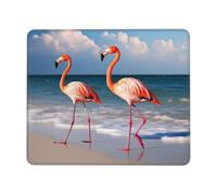 Square Mouse Pad Pink Flamingo Walking on The Beach Mouse Mat with Rubber Base Computer Mouse Pads for Wireless Mouse Non-Slip Mousepad for Laptop Office Desk Accessories Gaming Mousepad 7 x 8.6 in