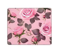 Square Mouse Pad Pretty Pink Roses Mouse Mat with Rubber Base Computer Mouse Pads for Wireless Mouse Non-Slip Mousepad for Laptop Office Desk Accessories Gaming Mousepad 8.3 x 10.3 in