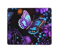 Square Mouse Pad Purple Butterfly and Flowers Mouse Mat with Non-Slip Rubber Base Custom Computer Mouse Pads for Wireless Mouses Laptop Office Desk Accessories Gaming Mousepad 7.9 x 9.5 in