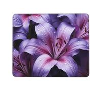 Square Mouse Pad Purple Lily Flowers Mouse Mat with Rubber Base Computer Mouse Pads for Wireless Mouse Non-Slip Mousepad for Laptop Office Desk Accessories Gaming Mousepad 7.9 x 9.5 in
