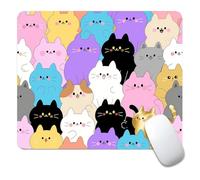 Square Mouse Pad Rainbow Cat, Personalized Premium-Textured Custom Mouse Mat Design, Washable Mousepad Cloth, Non-Slip Rubber Base Computer Mouse Pads for Wireless Mouse