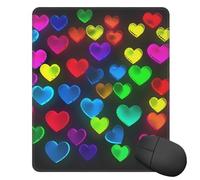 Square Mouse Pad Rainbow Hearts Mouse Mat with Rubber Base 10 x 12 inch Computer Mouse Pads for Wireless Mouse Non-Slip Mousepad for Laptop Office Desk Accessories Gaming Mousepad