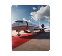 Square Mouse Pad Red Carpet Airplane Mouse Mat with Non-Slip Rubber Base Custom Computer Mouse Pads for Wireless Mouses Laptop Office Desk Accessories Gaming Mousepad 8.3 x 10.3 in