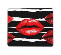Square Mouse Pad Red Lips Kiss Mouse Mat with Non-Slip Rubber Base Custom Computer Mouse Pads for Wireless Mouses Laptop Office Desk Accessories Gaming Mousepad 8.3 x 10.3 in