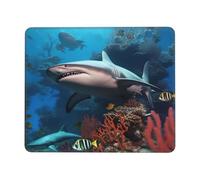 Square Mouse Pad Submarine Shark Coral Mouse Mat with Rubber Base Computer Mouse Pads for Wireless Mouse Non-Slip Mousepad for Laptop Office Desk Accessories Gaming Mousepad 8.3 x 10.3 in