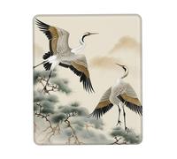 Square Mouse Pad Two Japanese Cranes Flying Mouse Mat with Non-Slip Rubber Base Custom Computer Mouse Pads for Wireless Mouses Laptop Office Desk Accessories Gaming Mousepad 10 x 12 inch