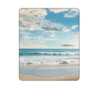 Square Mouse Pad Waterproof Gaming Mousepad with Non-Slip Rubber Base Beach Sea Birds Waves Mouse Mat Computer Mousepad for Laptop Washable Desk Mat for Office Table Home 25x30 cm